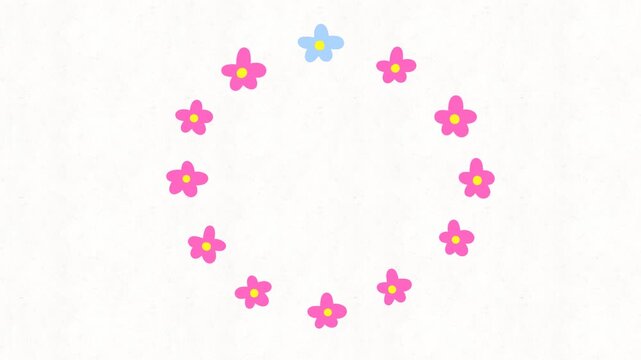 Cute Pink Flower Circle Loading Animation on White Background 