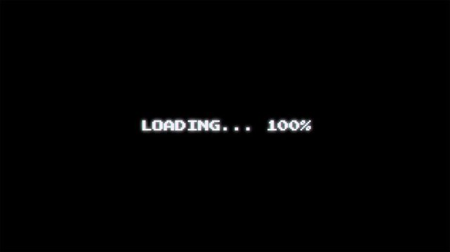 8 Bit Loading Screen Animation, Retro 8-bit Loading Screen Animation with Percentage Progress for Vintage Games and Movie Projects 4k video