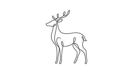 Fototapeta premium Minimalist Continuous Line Art Illustration of Standing Deer Stag