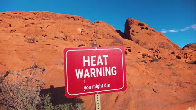 Heat Warning Sign in Valley of Fire State Park, Nevada