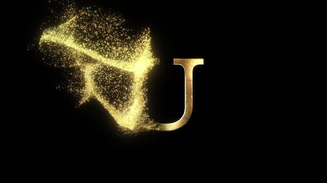 The English letter U in gold color and with a transparent background