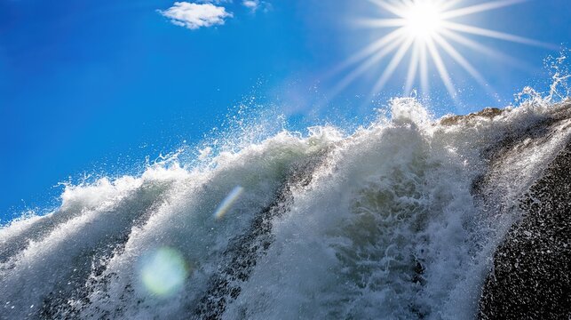 Midsummer noon sunlight giant waterfall at Chishui Guizhou 4A danxia scenic