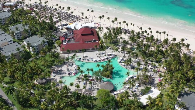Aerial view of the famous Bavaro beach near Punta Cana, Dominican republic