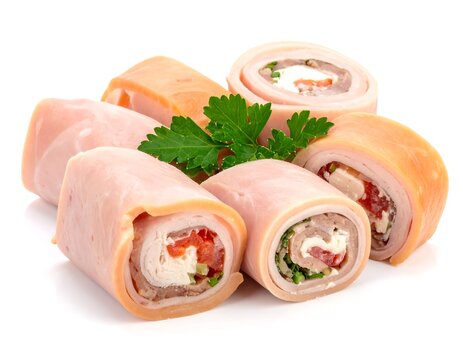 Ham rolls with filling.