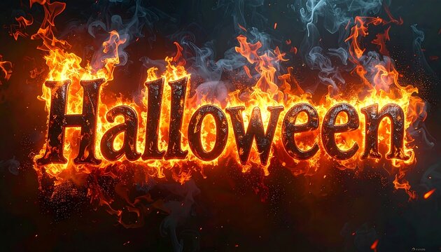 Halloween fire text.
