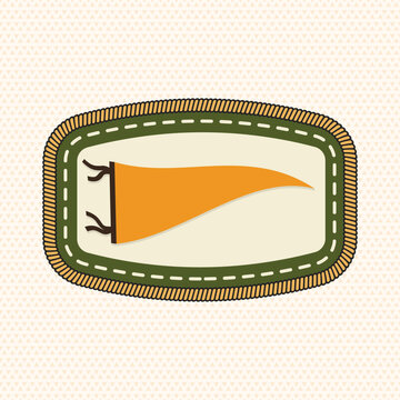 Vintage Scout Pennant Merit Badge Vector, Retro Camping Embroidery Patch, Outdoor Achievement Emblem for Apparel, Stickers, Uniforms and Adventure Designs