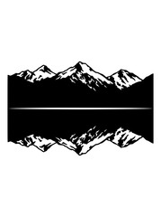 Fototapeta premium Mountain Range Silhouette with Water Reflection Minimalist Landscape Illustration