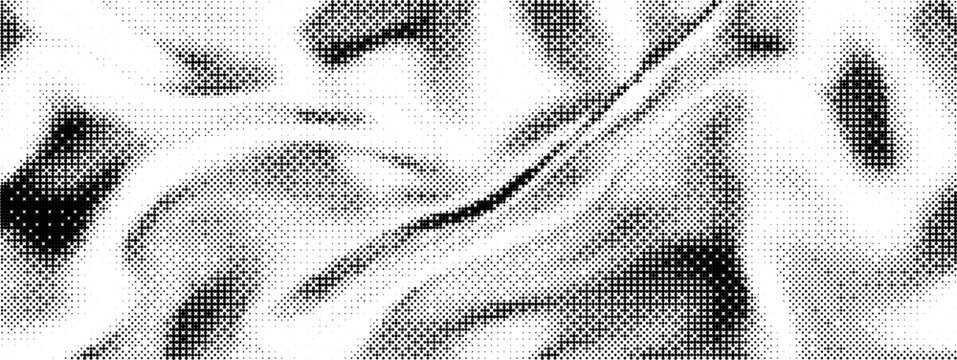 Dither gradient bitmap with black bit and pixel pattern for game 8 background. Bg abstract vintage and speckle bw with repeat dot and screentone rectangle illustration. Video square and block noise