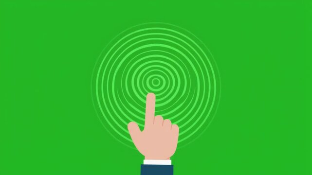 Colorful hand gesture with green glowing ring and mockup overlay on bright green background