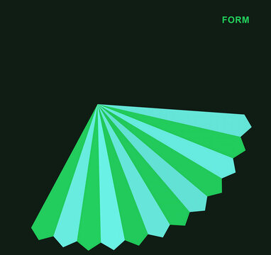 Retro pixel art green fan shape icon on a black background