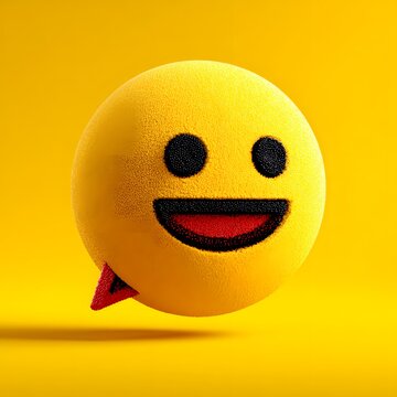 3D smiley face sphere vector illustration with cheerful expression textured design and vibrant yellow background artistic composition