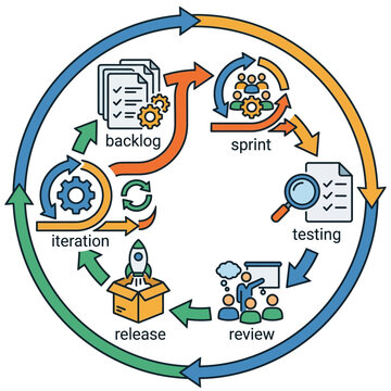 Agile Software Development Lifecycle Flowchart Diagram Featuring Iterative Product Delivery Process