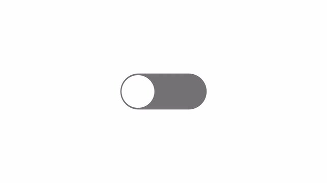 Modern on off toggle switch button animation on a transparent background, Minimal style toggle slide button swith animation on to off color switching with alpha channel
