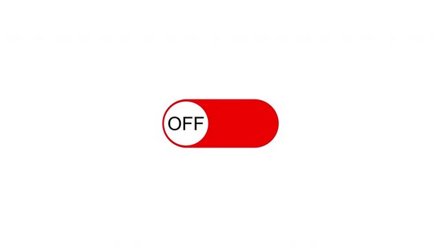 Modern on off toggle switch button animation on a transparent background, Minimal style toggle slide button swith animation on to off color switching with alpha channel