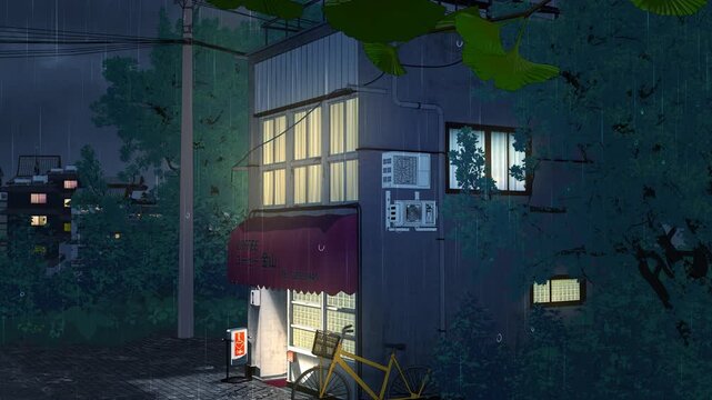 Rainy Japanese Cafe - Seamless Loop 4K