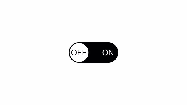 Modern on off toggle switch button animation on a transparent background, Minimal style toggle slide button swith animation on to off color switching with alpha channel
