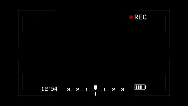 Graphic elements of a vintage camcorder screen, VHS menu with transparent background