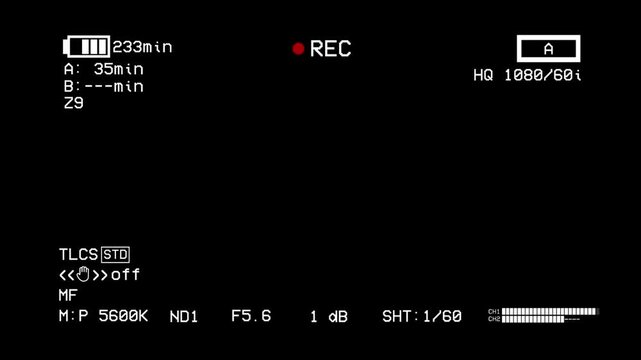 Graphic elements of a vintage camcorder and video tape screen, vintage VHS menu, alpha channel