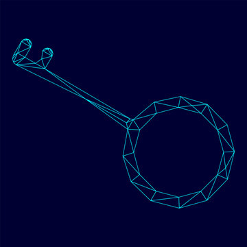 Key low poly triangulation triangulated polygonal electric cyan blue vibrant aqua neon color outline contour line