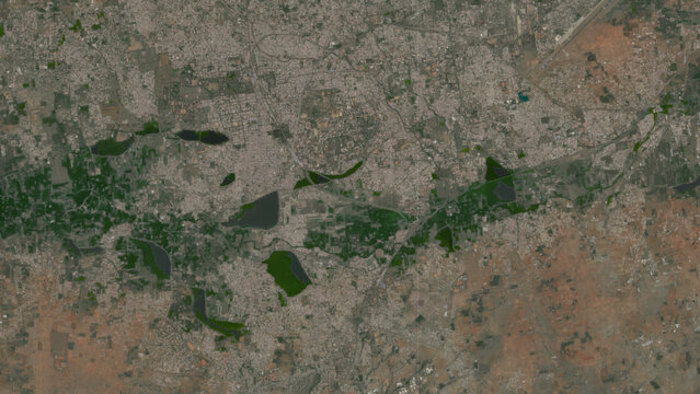 Top-down aerial 3D illustration of Coimbatore, India