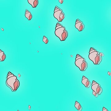 Small Spiral Conch Sea Shells Floating Background Loop