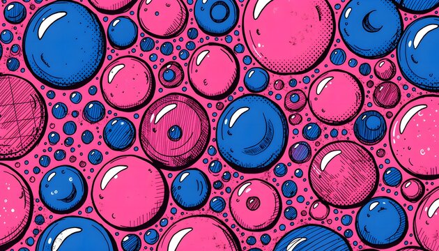 Playful bubble gum candy texture background in bright pink and blue, perfect for sweet shop branding, dessert packaging, and summer party backdrop.