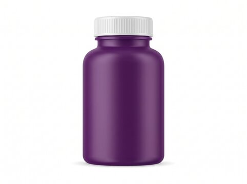 Purple Medicine Bottle Vector Illustration Pill Container Supplement Jar Packaging Mockup
