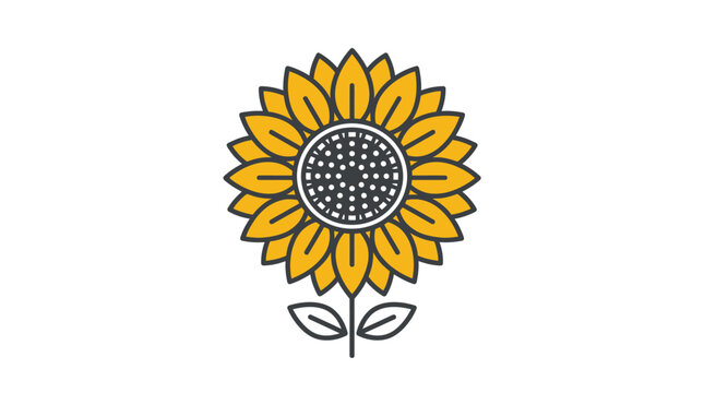 A minimalist vector illustration of a bright yellow sunflower on a white background