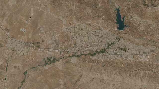 Top-down aerial 3D illustration of Duhok, Iraq