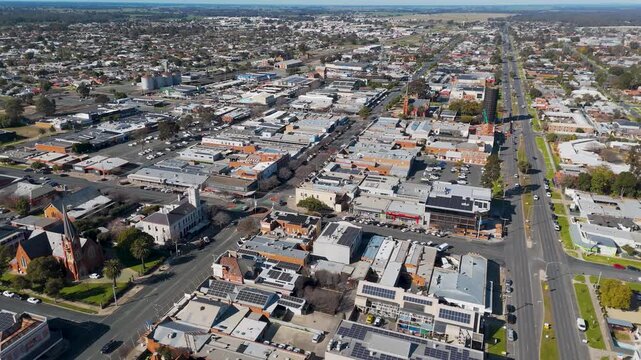 Echuca Victoria, Aerial View of the Town Centre in the Heart of the Murray River Country