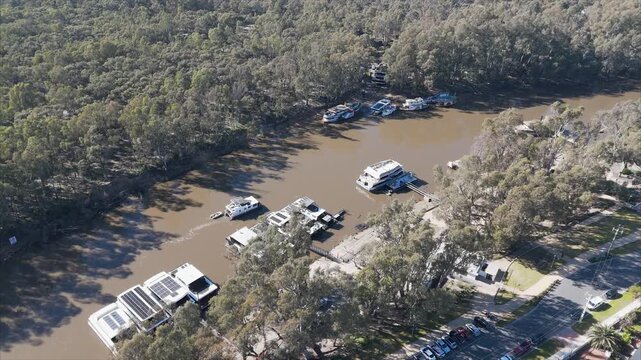 Echuca Victoria, Cinematic Aerial View Over the CBD and Paddle Steamer Port Precinct