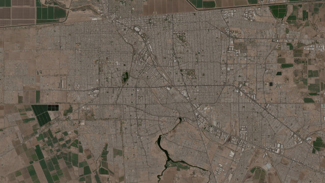 Top-down aerial 3D illustration of Mexicali, Mexico