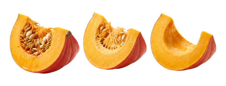 Pumpkin slices with seeds isolated on transparent background