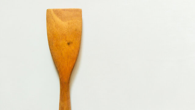 wooden spatula isolated on white