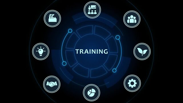 Training and corporate development digital hud interface animation education e-learning