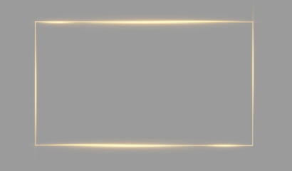  Premium golden neon glowing square frame with elegant light borders isolated on transparent background © Natasha