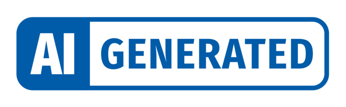 Button AI generated content rounded sticker dark blue