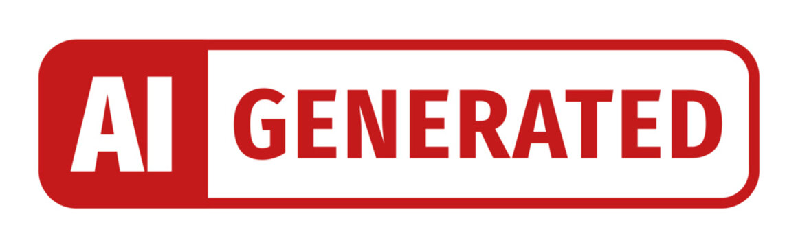 Button AI generated content rounded sticker red