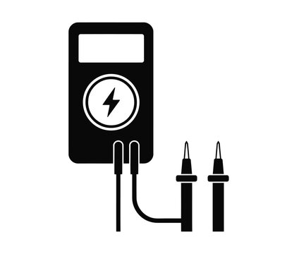 Digital multimeter icons with probes in various styles for electrical testing and measurement Isolated on white background
