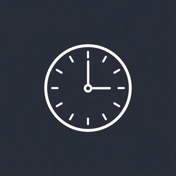 Minimal analog clock outline time schedule icon clean line art isolated.
