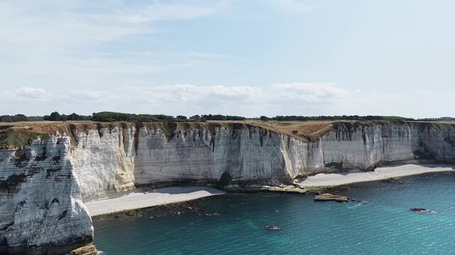 White limestone cliffs and blue sea of Etretat