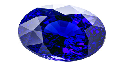 Fototapeta premium Deep blue oval faceted gemstone, isolated on transparent background