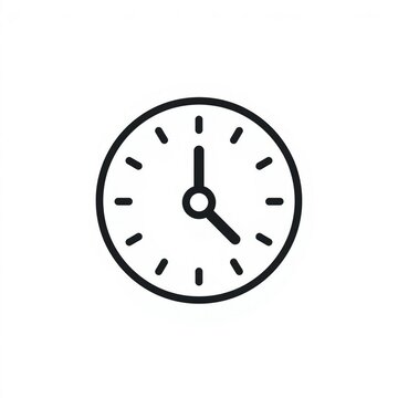 Minimal analog clock outline time schedule icon clean line art isolated.