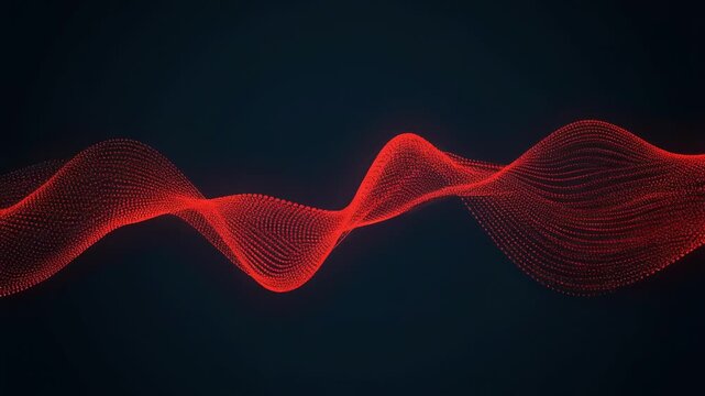 Dynamic red waves flowing and pulsing in an abstract energy motion background