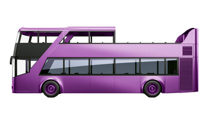 Purple double decker bus with tinted windows, isolated on transparent background © STUDIOP