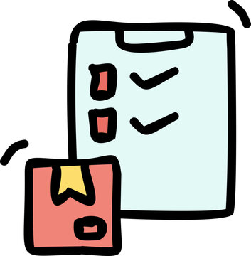 Package Checklist Clipboard Doodle Icon