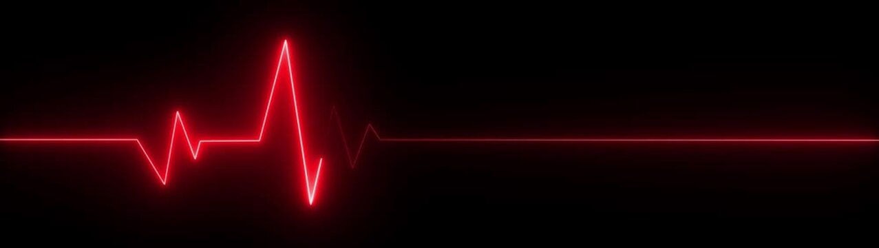 ECG monitor beating heart with a neon electrocardiogram overlay, featuring dynamic HUD elements.Abstract neon heartbeat signal icon animation, 4k quality neon line..