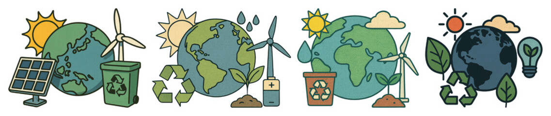 Fototapeta premium PNG Eco-friendly renewable energy illustration on transparent background
