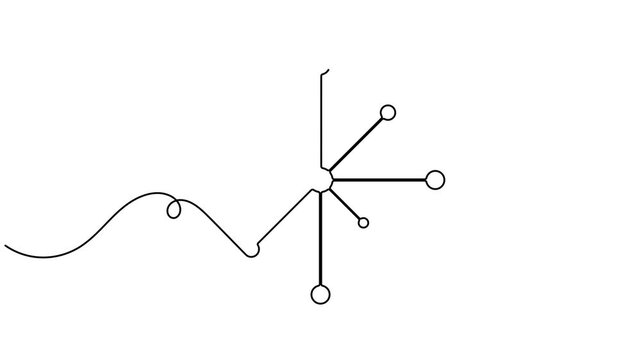 Networking data node server icon sign continuous one line drawing moving on white background minimalist single art online platform process symbol animation video