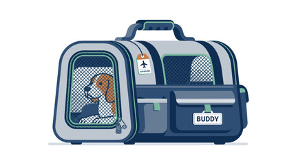 Fototapeta premium Airline Approved Pet Carrier Bag with Dog Illustration